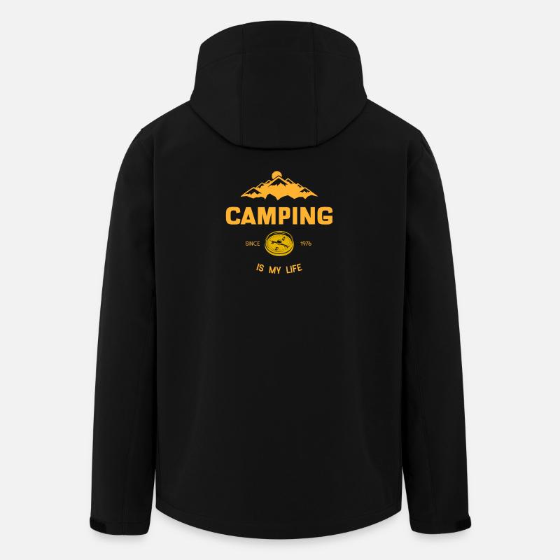 Le camping, c’est ma vie - Veste softshell homme en polyester recyclé Stanley/Stella - noir