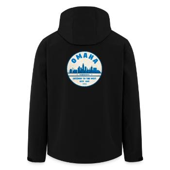 Omaha Skyline: Gateway to the West - Recycelte Männer Softshell-Jacke von Stanley/Stella - Schwarz - Hinten - AI Model Male 185 light (185cm)