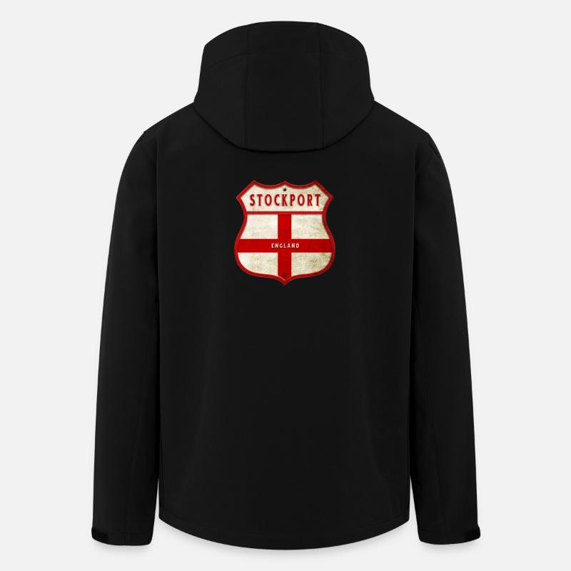 Armoiries de Stockport, Angleterre - Veste softshell homme en polyester recyclé Stanley/Stella - noir