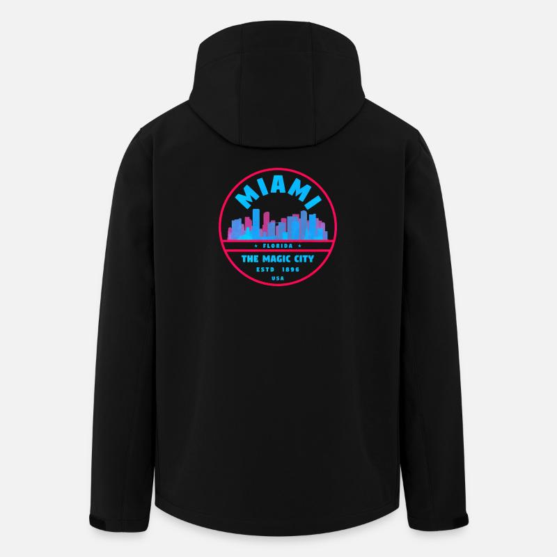 Miami Skyline Neon-Stempel - Recycelte Männer Softshell-Jacke von Stanley/Stella - Schwarz