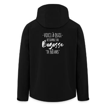 Cadeau d'anniversaire 60 Ans - Bogosse De 60 Ans - Veste softshell homme en polyester recyclé Stanley/Stella - noir - Dos - AI Model Male 185 light (185cm)
