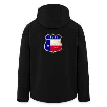 Irving Texas Crest Flag Design - Men’s Recycled Softshell Jacket by Stanley/Stella - black - Back - AI Model Male 185 light (185cm)