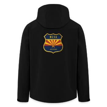 Mesa Arizona flag crest design - Men’s Recycled Softshell Jacket by Stanley/Stella - black - Back - AI Model Male 185 light (185cm)