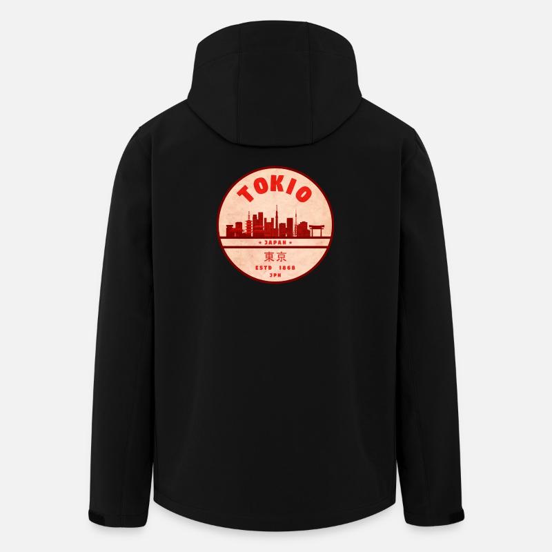 Retro Tokyo Skyline Badge - Men’s Recycled Softshell Jacket by Stanley/Stella - black