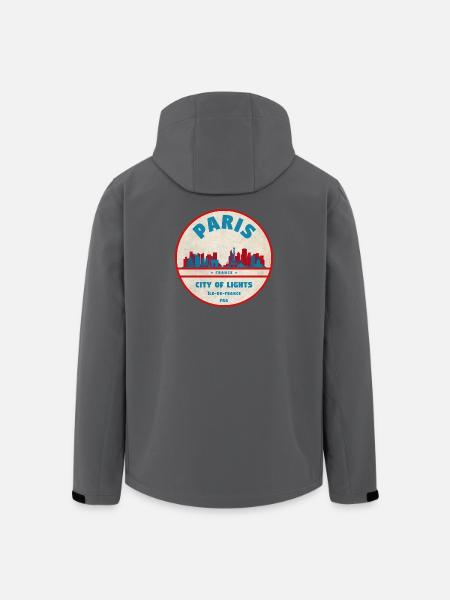 Pariser Stadtlichter Retro Abzeichen - Recycelte Männer Softshell-Jacke von Stanley/Stella - Schwarz