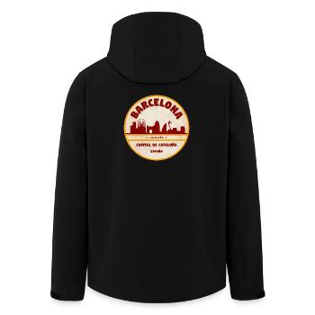 Barcelona Skyline Vintage Emblem - Men’s Recycled Softshell Jacket by Stanley/Stella - black - Back - AI Model Male 185 light (185cm)