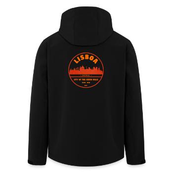Lissabon Skyline Stempel - Recycelte Männer Softshell-Jacke von Stanley/Stella - Schwarz - Hinten - AI Model Male 185 light (185cm)