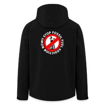 Symbole Stop à la dépendance aux combustibles fossiles - Veste softshell homme en polyester recyclé Stanley/Stella - noir - Dos - AI Model Male 185 light (185cm)