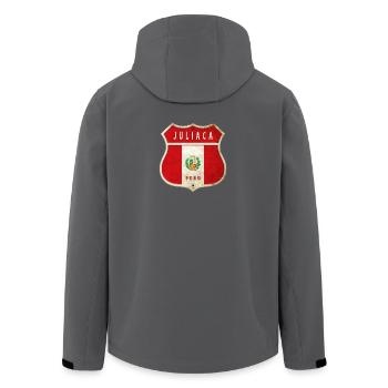 Juliaca Peru coat of arms flag design - Men’s Recycled Softshell Jacket by Stanley/Stella - black - Back - AI Model Male 185 light (185cm)