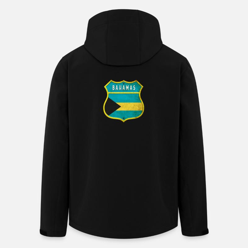 Bahamas vapensköld flaggor design - Softshelljacka herr i återvunnen polyester Discoverer Stanley/Stella - svart