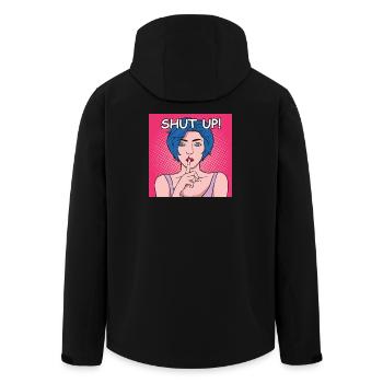 Shut Up Popart Dame mit Blauem Haar - Recycelte Männer Softshell-Jacke von Stanley/Stella - Schwarz - Hinten - AI Model Male 185 light (185cm)