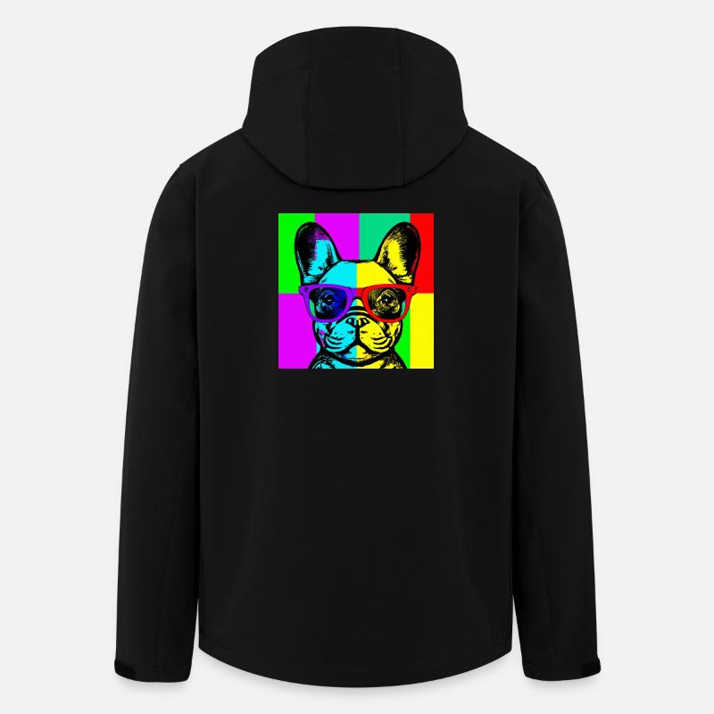 Neon Bulldog Pop-Art-Brillen - Recycelte Männer Softshell-Jacke von Stanley/Stella - Schwarz