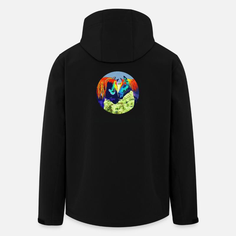 Pferdepaar Popart Kreisdesign - Recycelte Männer Softshell-Jacke von Stanley/Stella - Schwarz