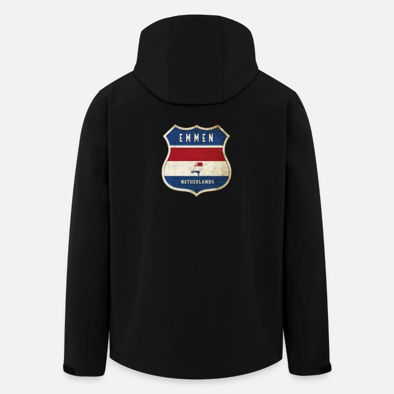 Emmen Niederlande Wappen Design - Recycelte Männer Softshell-Jacke von Stanley/Stella - Schwarz