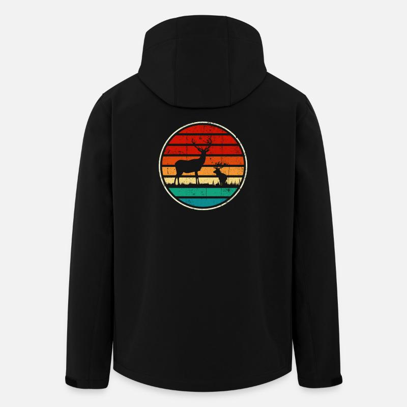 Retrowave-Sonnenuntergangs-Hirschkreis - Recycelte Männer Softshell-Jacke von Stanley/Stella - Schwarz