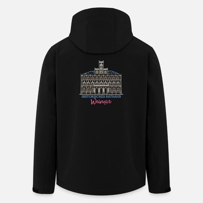 Weimar, historisches Rathaus, Strichzeichnung - Recycelte Männer Softshell-Jacke von Stanley/Stella - Schwarz