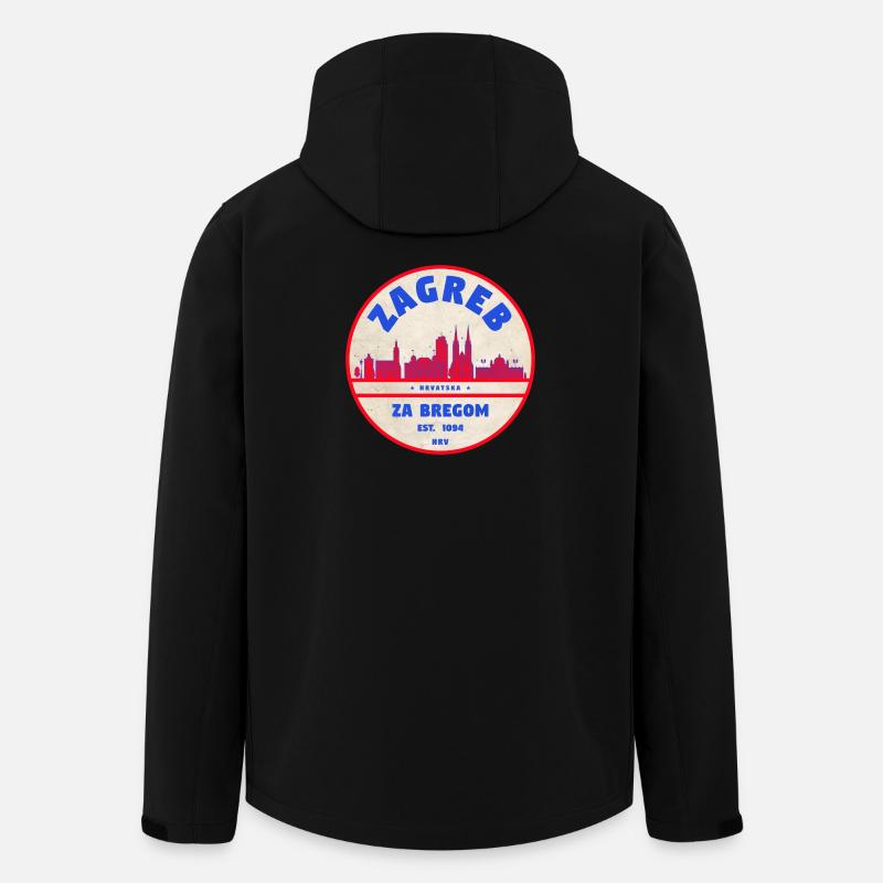 Zagreb Round Logo Skyline Retro - Men’s Recycled Softshell Jacket by Stanley/Stella - black