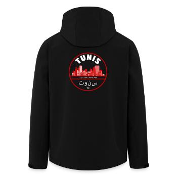 Tunis Stadtsilhouette Emblem - Recycelte Männer Softshell-Jacke von Stanley/Stella - Schwarz - Hinten - AI Model Male 185 light (185cm)