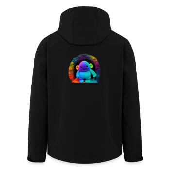 Neon Regenbogenaffe im Tunnel - Recycelte Männer Softshell-Jacke von Stanley/Stella - Schwarz - Hinten - AI Model Male 185 light (185cm)