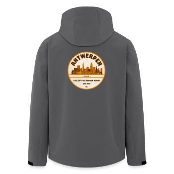 Antwerpen Skyline Vintage - Recycelte Männer Softshell-Jacke von Stanley/Stella - Schwarz - Hinten - AI Model Male 185 light (185cm)