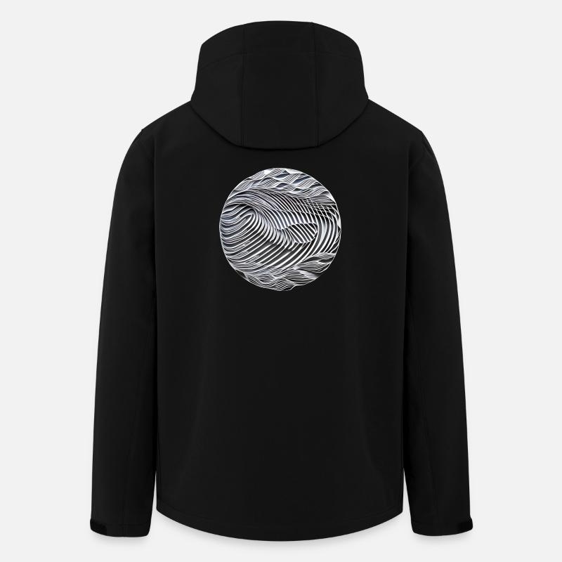 Abstrakte Schwarzweißwellen - Recycelte Männer Softshell-Jacke von Stanley/Stella - Schwarz