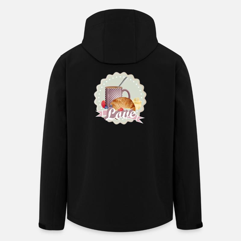 Frühstück mit Liebe,Croissant,Kaffee und Beeren - Recycelte Männer Softshell-Jacke von Stanley/Stella - Schwarz