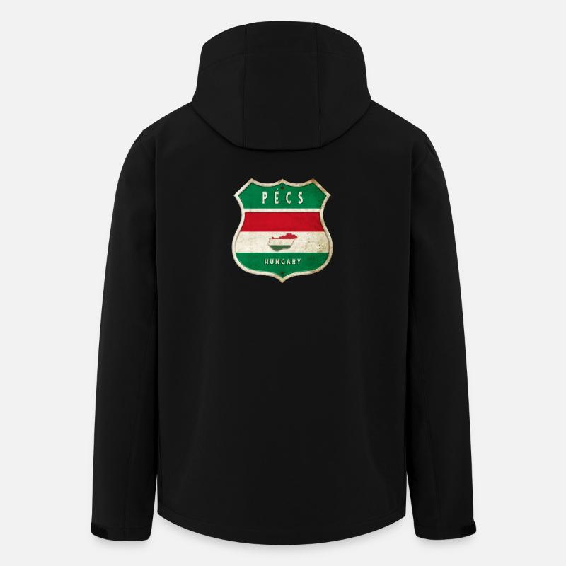Pécs Ungarn Wappen Flaggen Design - Recycelte Männer Softshell-Jacke von Stanley/Stella - Schwarz