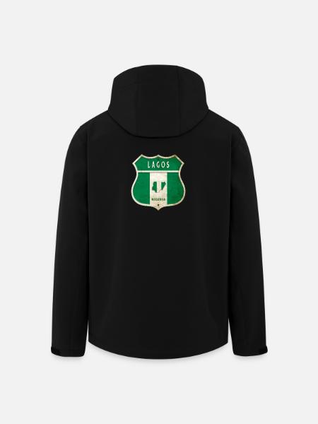 Lagos Nigeria vapensköld flaggor design - Softshelljacka herr i återvunnen polyester Stanley/Stella - svart