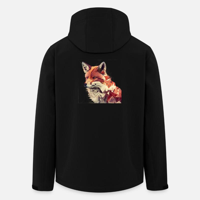 Fuchs - Geometrisches Tier Print - Recycelte Männer Softshell-Jacke von Stanley/Stella - Schwarz