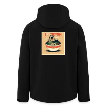 Ramen dino in pop art style - Men’s Recycled Softshell Jacket by Stanley/Stella - black - Back - AI Model Male 185 light (185cm)