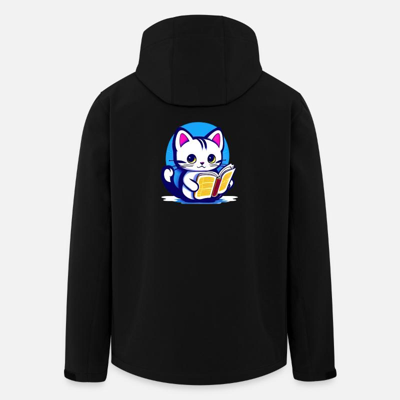 Katze liest ein Buch - Recycelte Männer Softshell-Jacke von Stanley/Stella - Schwarz