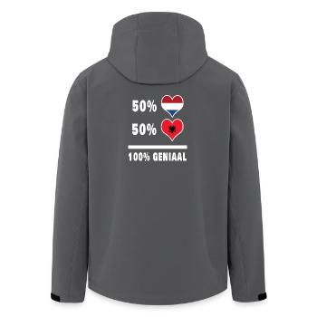 Albanien und Niederlande 100% Genius Flagge - Recycelte Männer Softshell-Jacke von Stanley/Stella - Anthrazit - Hinten - AI Model Male 185 light (185cm)