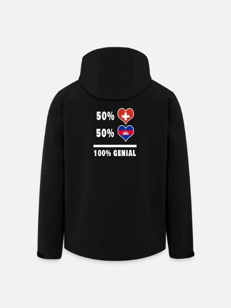 Camboya y Suiza 100% impresionante bandera - Chaqueta softshell hombre de poliéster reciclado de Stanley/Stella - negro