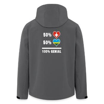 Ruanda und Schweiz 100% Genial Flagge - Recycelte Männer Softshell-Jacke von Stanley/Stella - Anthrazit - Hinten - AI Model Male 185 light (185cm)