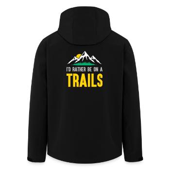Mountains - I'd Rather Be on a Trail - Men’s Recycled Softshell Jacket by Stanley/Stella - black - Back - AI Model Male 185 light (185cm)