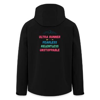 Ultra Runnner - Furchtlos. Unerbittlich. Unaufhaltsam. - Recycelte Männer Softshell-Jacke von Stanley/Stella - Schwarz - Hinten - AI Model Male 185 light (185cm)
