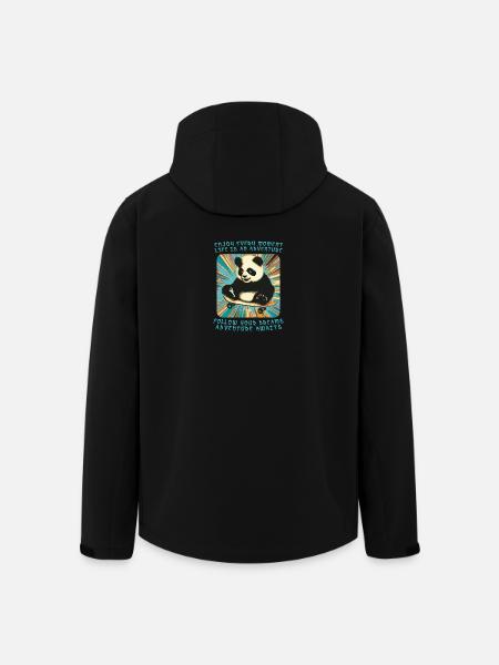 Panda's Adventure on Wheels - Men’s Recycled Softshell Jacket by Stanley/Stella - black