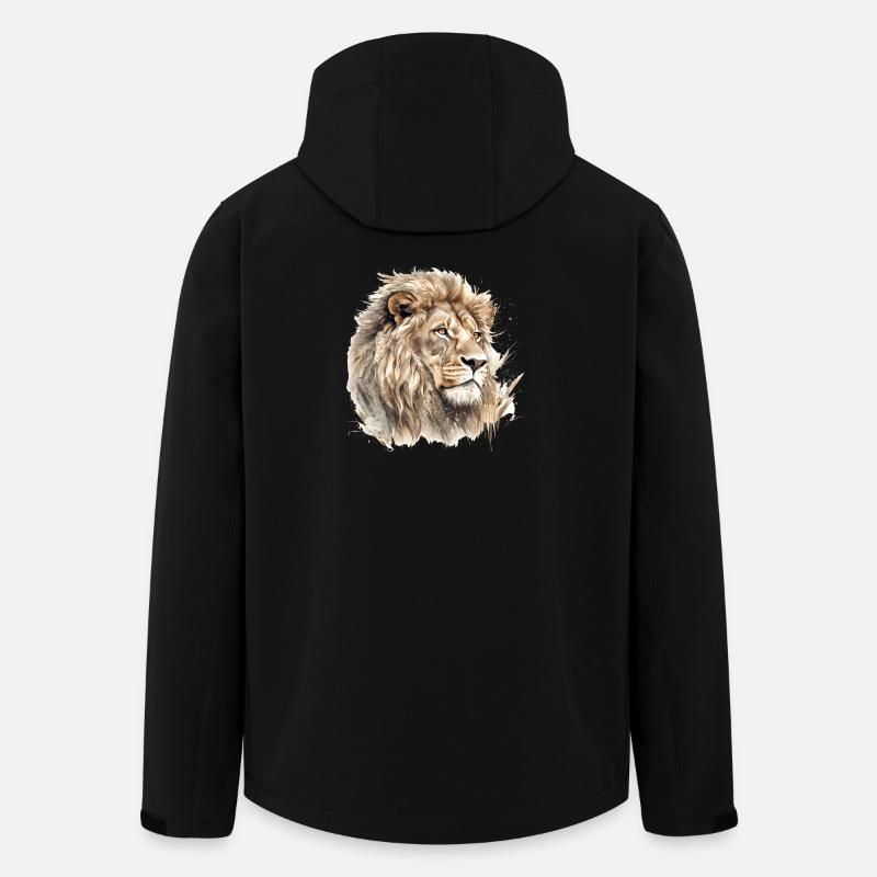 Portrait du lion aquarelle - Veste softshell homme en polyester recyclé Stanley/Stella - noir