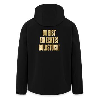DANKESCHÖN GESCHENKE - KOMPLIMENTE GOLDSTÜCK - Recycelte Männer Softshell-Jacke von Stanley/Stella - Schwarz - Hinten - AI Model Male 185 light (185cm)