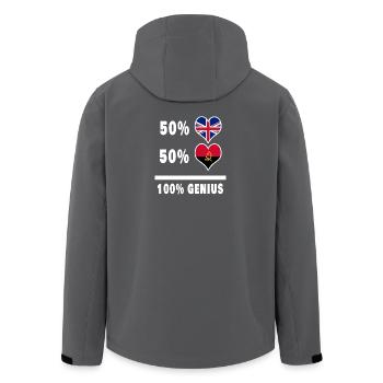 Angola and Great Britain 100% Genius Flag - Men’s Recycled Softshell Jacket by Stanley/Stella - anthracite - Back - AI Model Male 185 light (185cm)