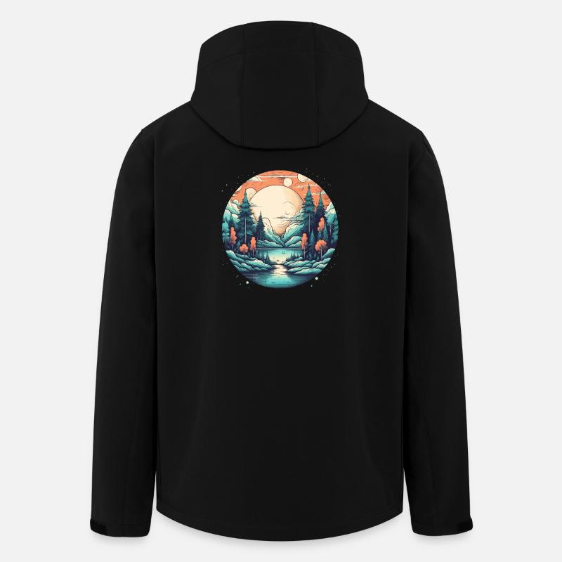 Mondlichtwald am See - Recycelte Männer Softshell-Jacke von Stanley/Stella - Schwarz