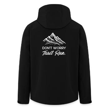 Mach dir keine Sorgen. Trailrun. - Recycelte Männer Softshell-Jacke von Stanley/Stella - Schwarz - Hinten - AI Model Male 185 light (185cm)
