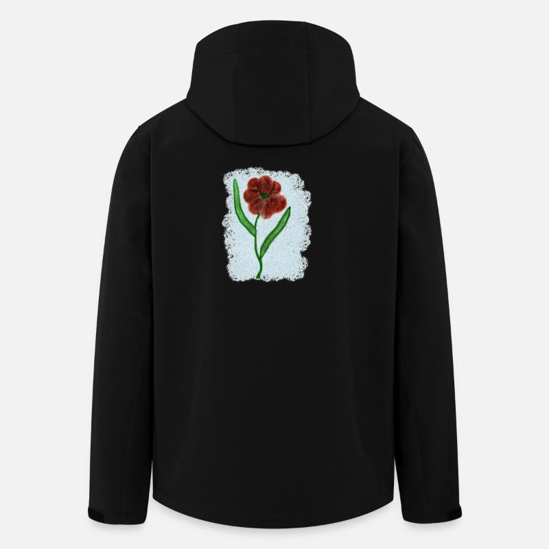 Rostrote Blume mit Grünen Blättern - Recycelte Männer Softshell-Jacke von Stanley/Stella - Schwarz