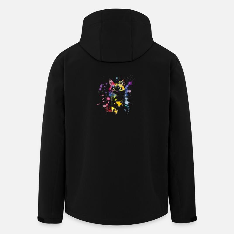 dekorative Aquarell-Katze, bunt, für Katzenfans - Recycelte Männer Softshell-Jacke von Stanley/Stella - Schwarz
