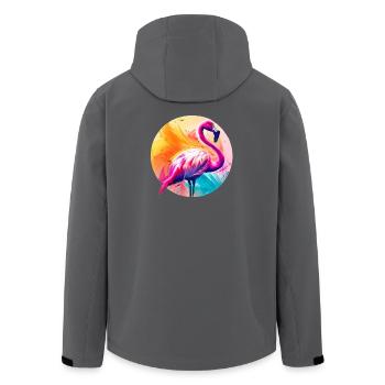 Rosa Flamingo - Recycelte Männer Softshell-Jacke von Stanley/Stella - Schwarz - Hinten - AI Model Male 185 light (185cm)