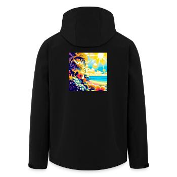 Plage tropicale rétro et soleil - Veste softshell homme en polyester recyclé Stanley/Stella - noir - Dos - AI Model Male 185 light (185cm)