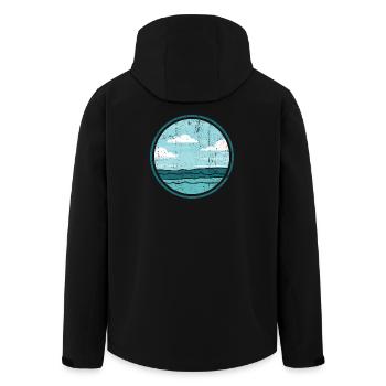 Circular Ocean Horizon Emblem in Teal - Men’s Recycled Softshell Jacket by Stanley/Stella - black - Back - AI Model Male 185 light (185cm)