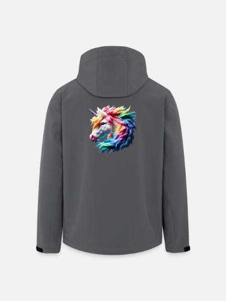 Bunter Einhornkopf - Recycelte Männer Softshell-Jacke von Stanley/Stella - Schwarz