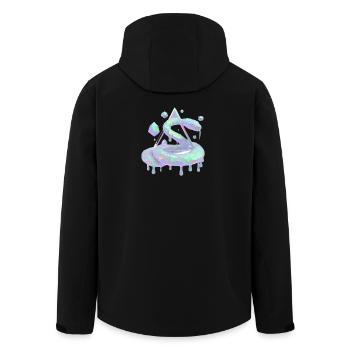 Iridescent Glyph Serpent on Melted Prism - Men’s Recycled Softshell Jacket by Stanley/Stella - black - Back - AI Model Male 185 light (185cm)