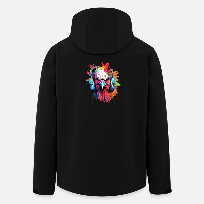 Huhn Hahn mit Kopfhörer Musik Henne Hühner - Recycelte Männer Softshell-Jacke von Stanley/Stella - Schwarz